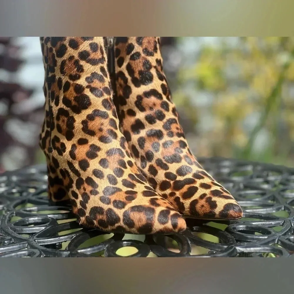 J. Crew — Calf Hair Animal Print Ankle Boots